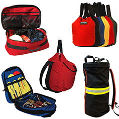 EMS equipment modules arranged inside a response bag.